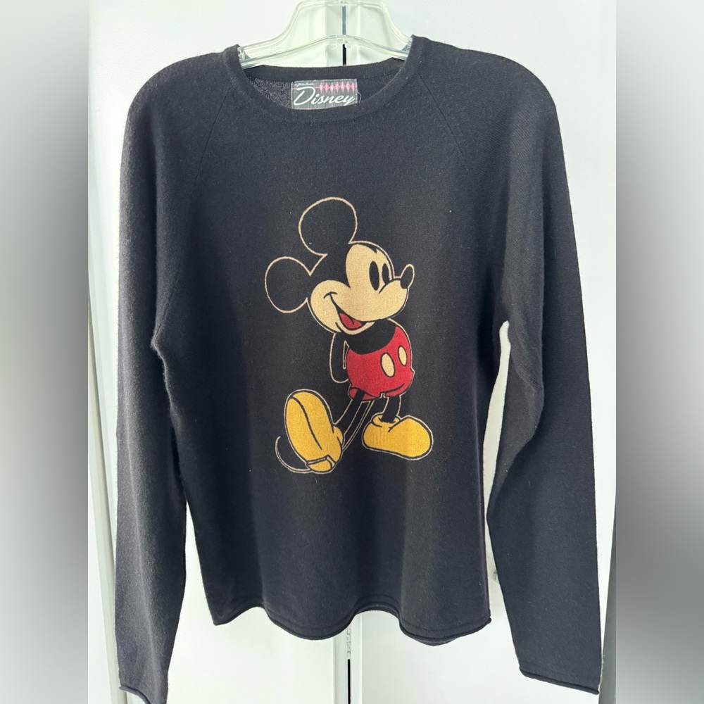 Vintage Disney Mickey Mouse Black Cashmere Pullover Sweater - Long Sleeve